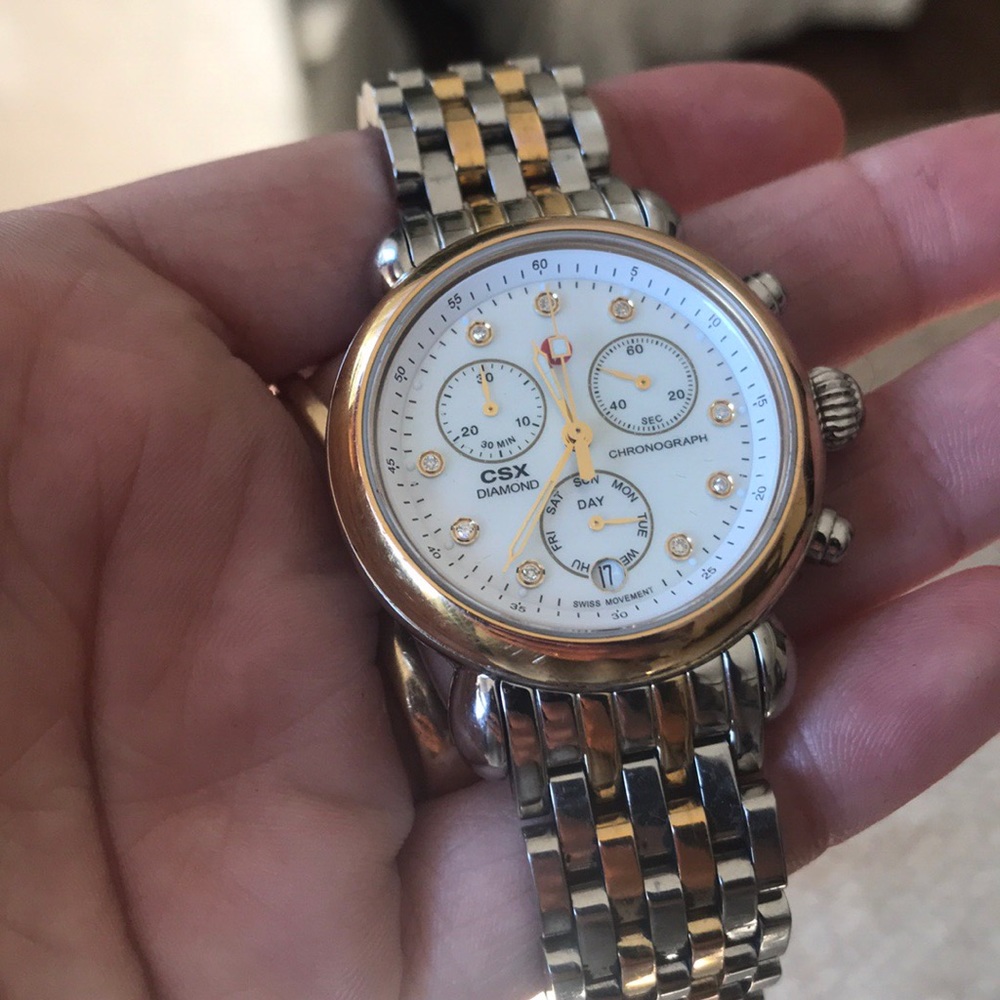 Diamond two tone Michele watch - Picture 1 of 2